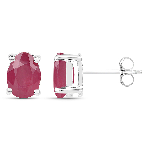 5.30 Carat Emerald, Glass Filled Ruby and Glass Filled Sapphire .925 Sterling Silver Earrings