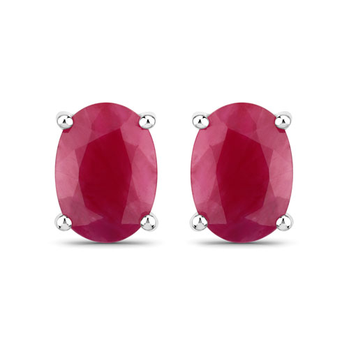 Earrings-1.70 Carat Genuine Ruby 10K White Gold Earrings