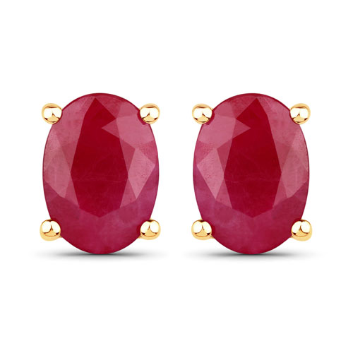 Earrings-1.70 Carat Genuine Ruby 10K Yellow Gold Earrings