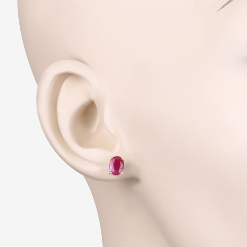 1.70 Carat Genuine Ruby 10K Yellow Gold Earrings