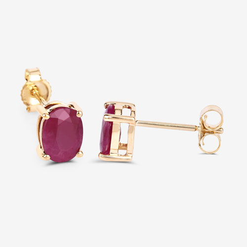 1.70 Carat Genuine Ruby 10K Yellow Gold Earrings