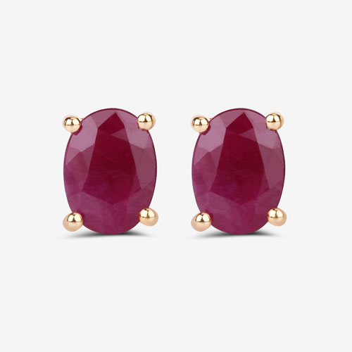 1.70 Carat Genuine Ruby 10K Yellow Gold Earrings