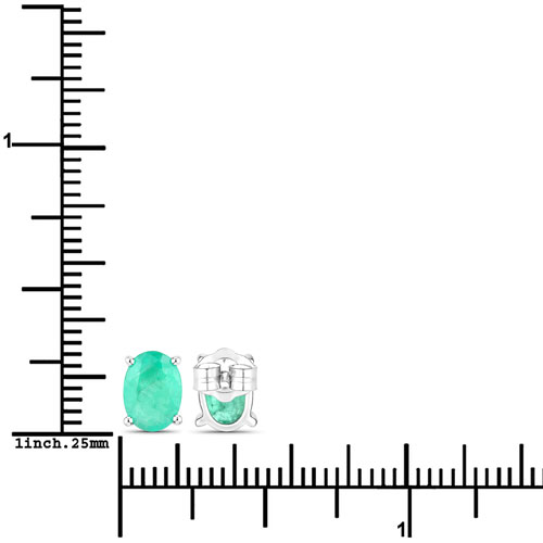 1.44 Carat Genuine Zambian Emerald 14K White Gold Earrings