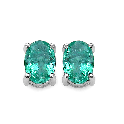 Emerald-1.50 Carat Genuine Emerald .925 Sterling Silver Earrings