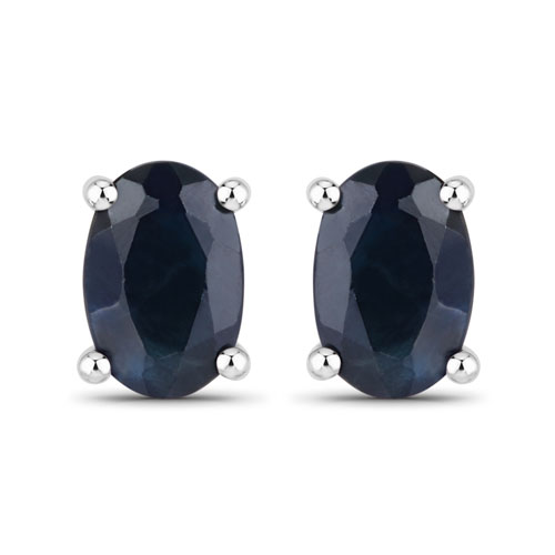 Earrings-0.96 Carat Genuine Blue Sapphire 10K White Gold Earrings