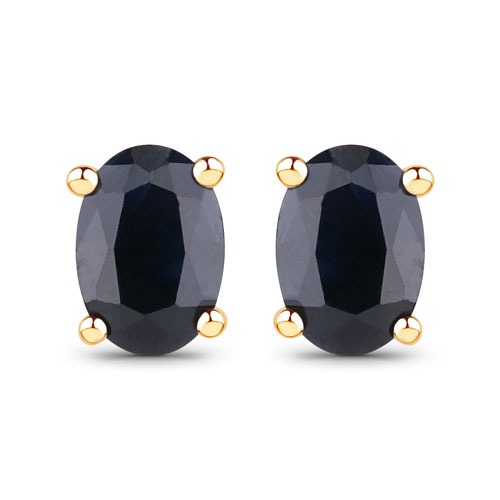 Earrings-0.96 Carat Genuine Blue Sapphire 10K Yellow Gold Earrings