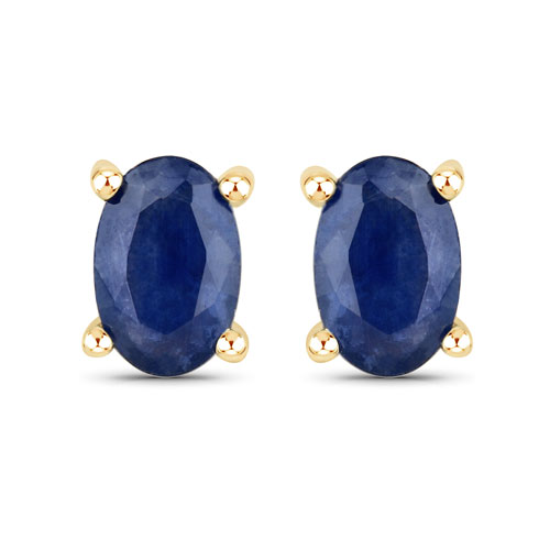 Earrings-1.04 Carat Genuine Blue Sapphire 14K Yellow Gold Earrings
