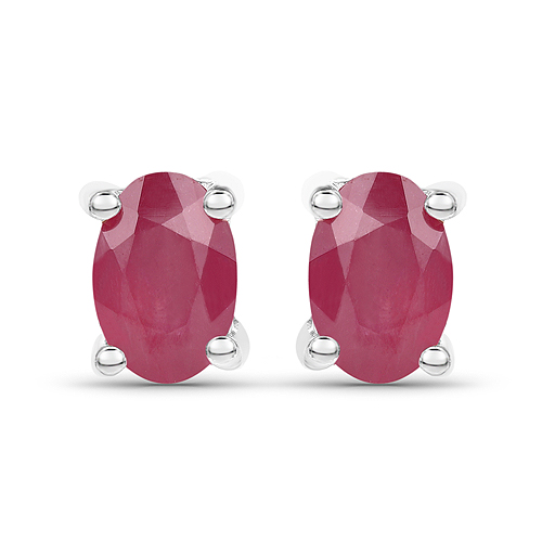 2.96 Carat Emerald, Glass Filled Ruby and Glass Filled Sapphire .925 Sterling Silver Earrings