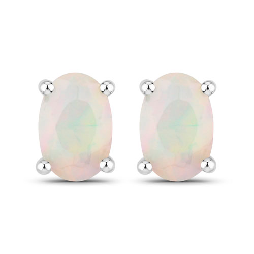Opal-0.48 Carat Genuine Ethiopian Opal .925 Sterling Silver Earrings