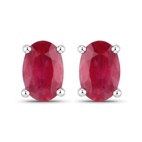 Earrings-1.04 Carat Genuine Ruby 10K White Gold Earrings