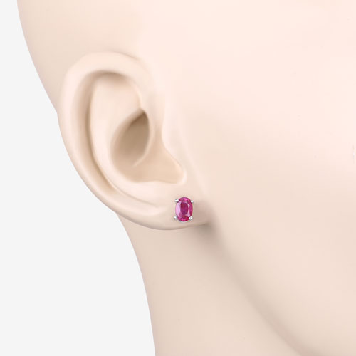 1.04 Carat Genuine Ruby 10K White Gold Earrings