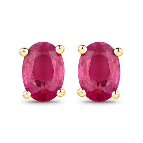 Earrings-1.04 Carat Genuine Ruby 10K Yellow Gold Earrings