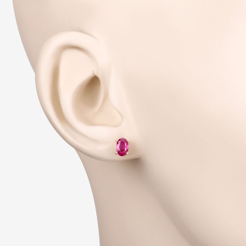 1.04 Carat Genuine Ruby 10K Yellow Gold Earrings