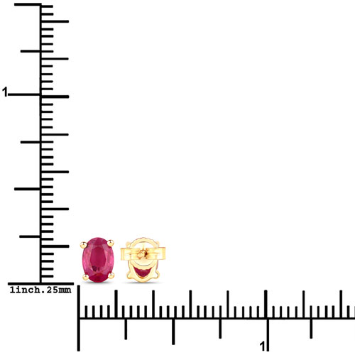 1.04 Carat Genuine Ruby 10K Yellow Gold Earrings