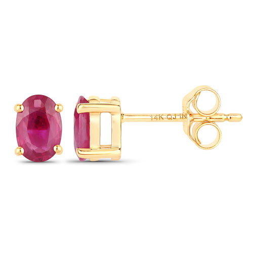 1.04 Carat Genuine Ruby 14K Yellow Gold Earrings