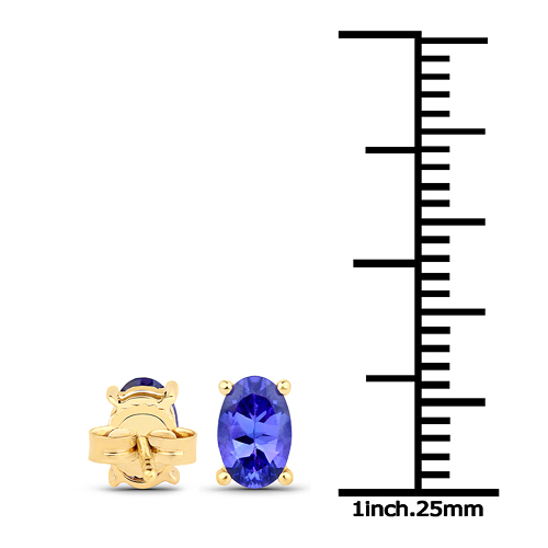 0.88 Carat Genuine Tanzanite 14K Yellow Gold Earrings