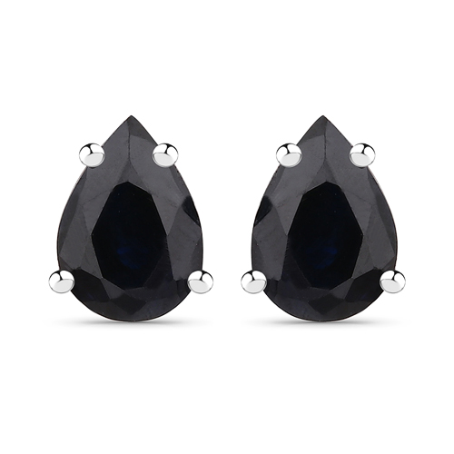 Earrings-1.70 Carat Genuine Black Sapphire .925 Sterling Silver Earrings
