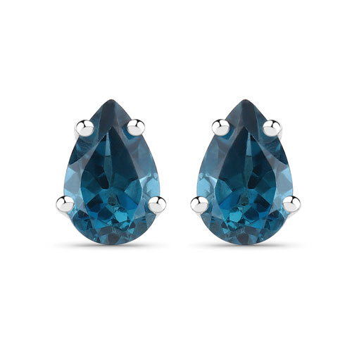 Earrings-1.00 Carat Genuine London Blue Topaz .925 Sterling Silver Earrings