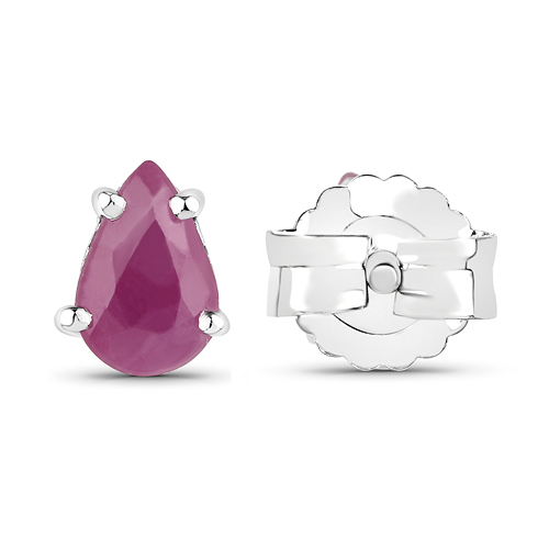 14K White Gold Plated 0.90 Carat Genuine Ruby Sterling Silver Earrings