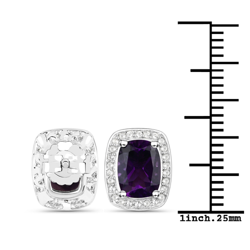 2.81 Carat Genuine Amethyst and White Topaz .925 Sterling Silver Earrings