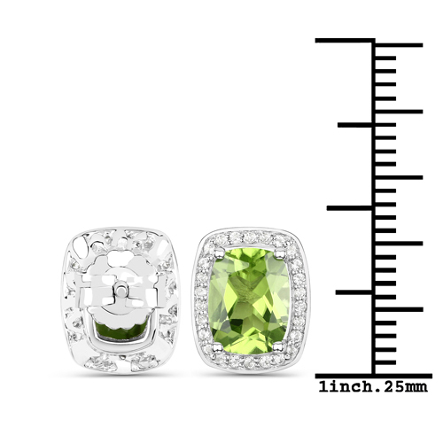 3.01 Carat Genuine Peridot and White Topaz .925 Sterling Silver Earrings