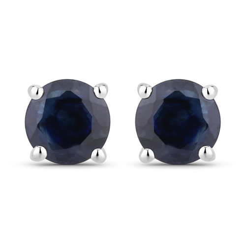 Earrings-1.30 Carat Genuine Blue Sapphire 10K White Gold Earrings