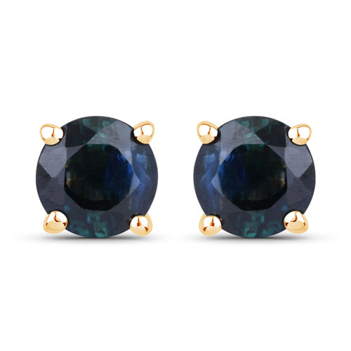 Earrings-1.30 Carat Genuine Blue Sapphire 10K Yellow Gold Earrings