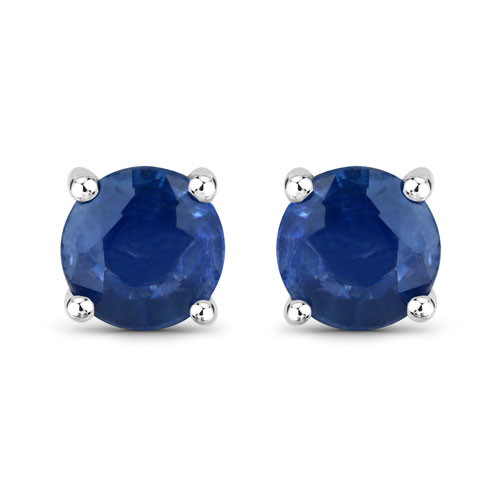 Earrings-1.30 Carat Genuine Blue Sapphire 14K White Gold Earrings