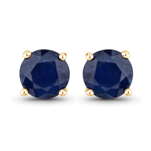 Earrings-1.30 Carat Genuine Blue Sapphire 14K Yellow Gold Earrings