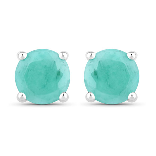 Emerald-0.86 Carat Genuine Emerald .925 Sterling Silver Earrings