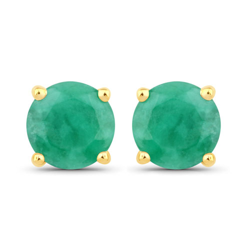 Emerald-0.86 Carat Genuine Emerald .925 Sterling Silver Earrings