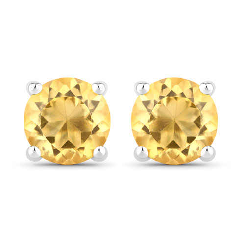 Citrine-0.90 Carat Genuine Citrine .925 Sterling Silver Earrings