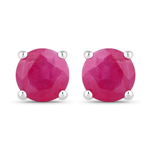 Earrings-1.10 Carat Genuine Ruby .925 Sterling Silver Earrings