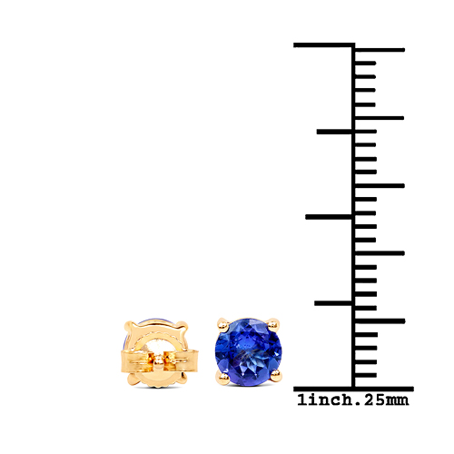 0.94 Carat Genuine Tanzanite 14K Yellow Gold Earrings