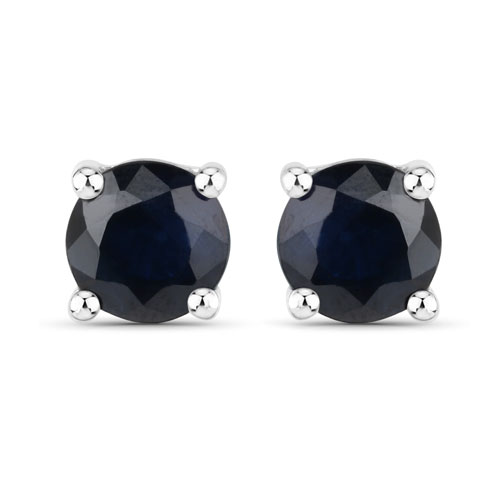 Earrings-0.54 Carat Genuine Blue Sapphire .925 Sterling Silver Earrings