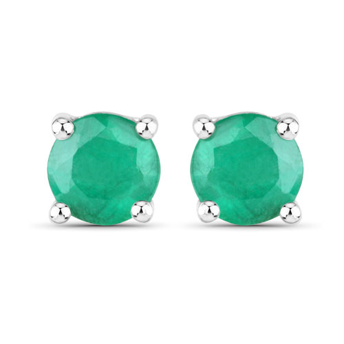 Emerald-0.46 Carat Genuine Emerald 14K White Gold Earrings