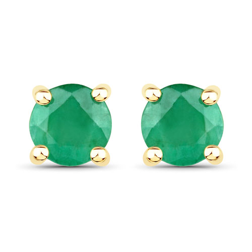 Emerald-0.46 Carat Genuine Emerald 14K Yellow Gold Earrings