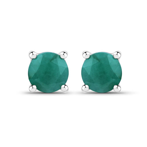 Emerald-0.46 Carat Genuine Emerald .925 Sterling Silver Earrings