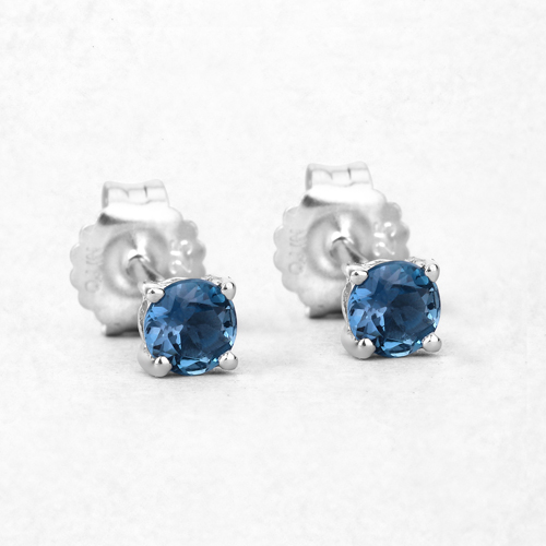 Earrings-0.64 Carat Genuine London Blue Topaz .925 Sterling Silver Earrings