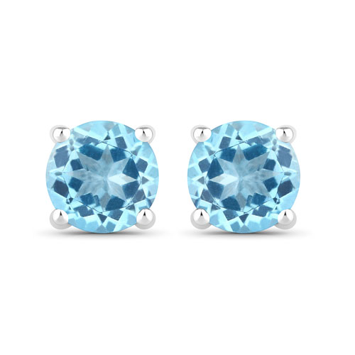 Earrings-0.64 Carat Genuine Swiss Blue Topaz .925 Sterling Silver Earrings