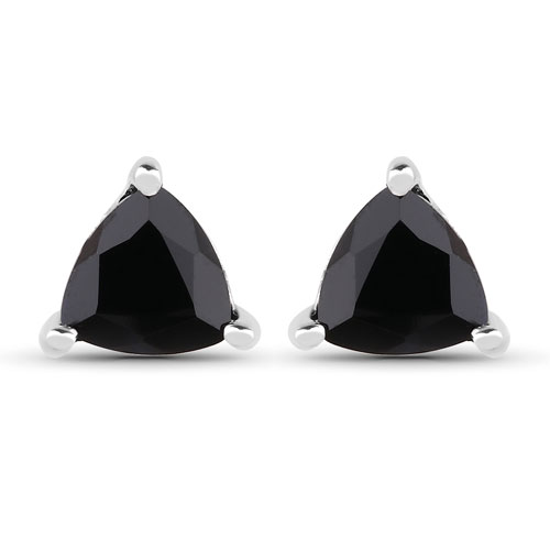 Earrings-1.00 Carat Genuine Black Sapphire .925 Sterling Silver Earrings