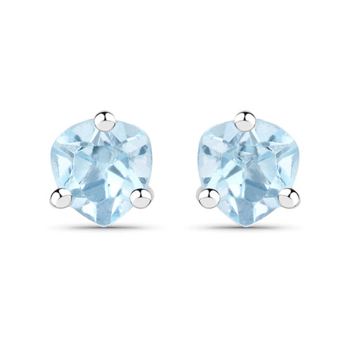Earrings-0.52 Carat Genuine Blue Topaz .925 Sterling Silver Earrings