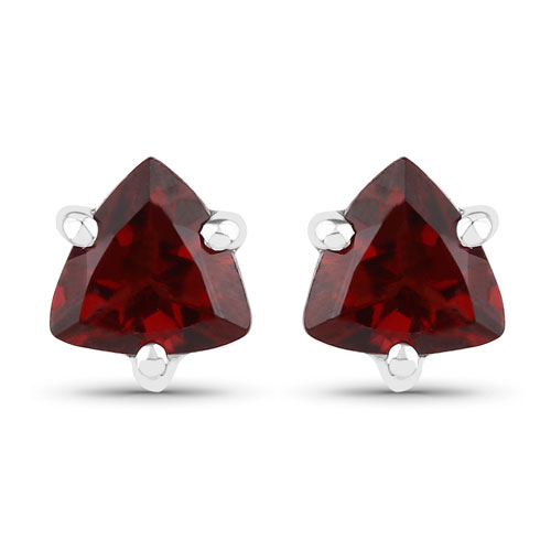 Garnet-0.70 Carat Genuine Garnet .925 Sterling Silver Earrings