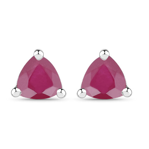 Earrings-0.70 Carat Genuine Ruby .925 Sterling Silver Earrings