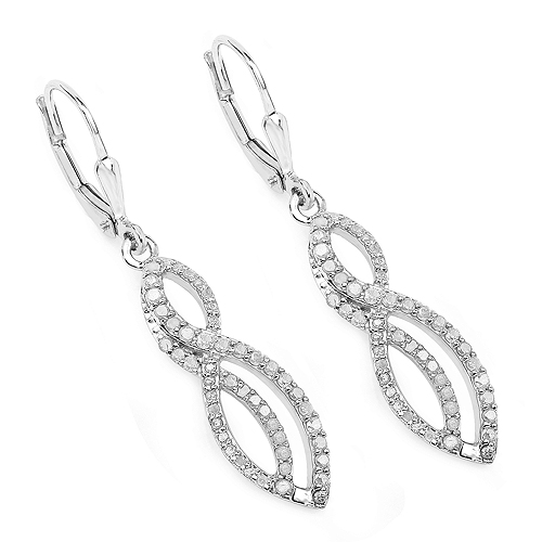 Earrings-0.35 Carat Genuine White Diamond .925 Sterling Silver Earrings