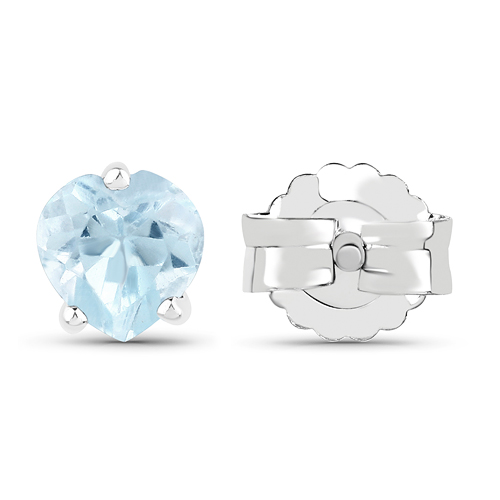 14K White Gold Plated 1.00 Carat Genuine Blue Topaz .925 Sterling Silver Earrings