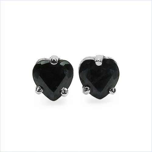 Earrings-1.00 Carat Genuine Black Sapphire .925 Sterling Silver Earrings