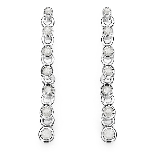 Earrings-0.30 Carat Genuine White Diamond .925 Sterling Silver Earrings