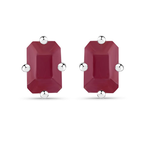 Earrings-1.50 Carat Genuine Ruby .925 Sterling Silver Earrings