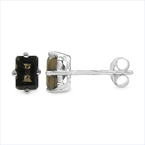 1.12 Carat Genuine Smoky Quartz .925 Sterling Silver Earrings